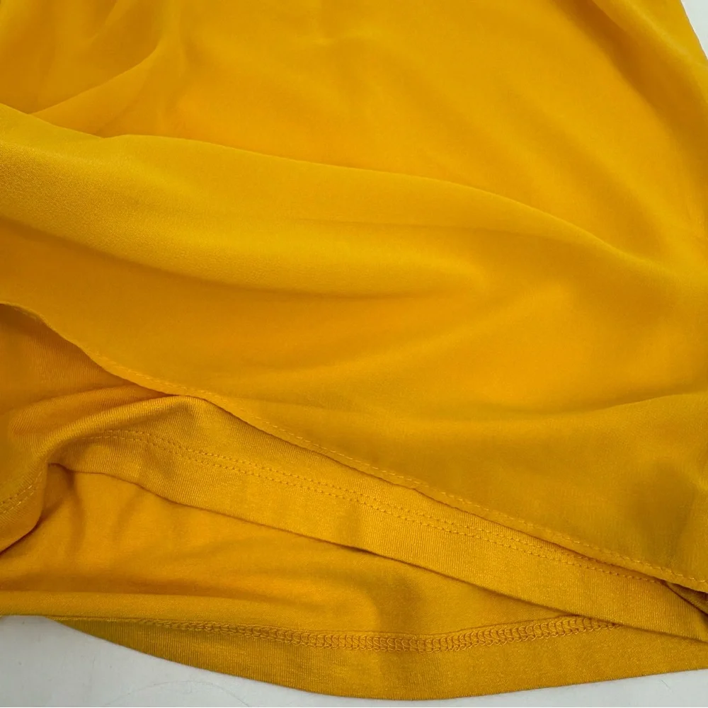 NWT NY&Co Tank Top XXL Yellow Pleated Chiffon Front Knit Back Sleeveless Career - Picture 6 of 9